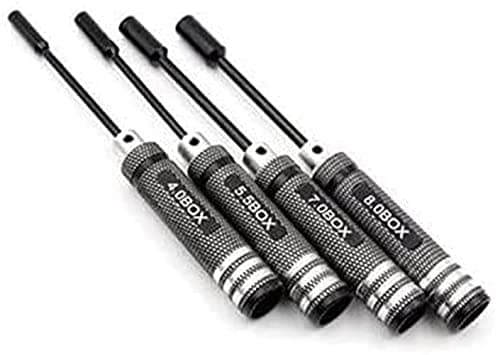 Image of LYFJXX 4Pcs RC Metal Hex NUT Key Socket Screw Driver Wrench 4.0mm 5.5mm 7.0mm 8.0mm 80213 Tool Kit Buggy Truck Truggy RC Car (Black)
