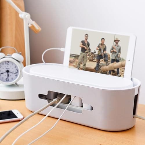 Image of JIAMIAN Cable Tidy Box, Cord Organiser Cable Storage Box, Large Cable Management and Desktop Storage Box, Cord Wire Organiser Box, for Storage Extension Cables