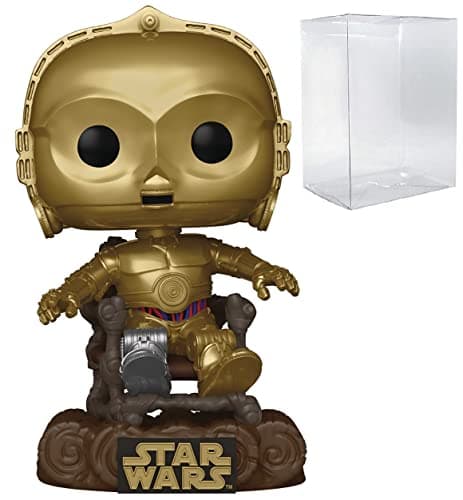 Image of POP Star Wars: Return of The Jedi 40th - C-3PO in Ewok Chair Funko Vinyl Figure (Bundled with Compatible Box Protector Case), Multicolor, 3.75 inches