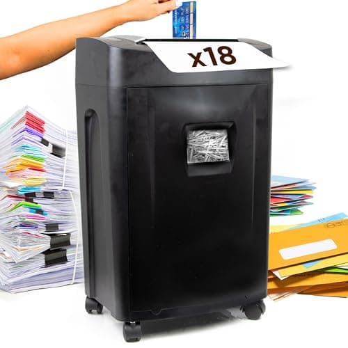 Image of Duronic Cross Cut Paper Shredder PS991 Shreds 18 Sheet Electric Shredders Machine for Home Office Use Shred Credit Cards Papers Envelopes Documents P4
