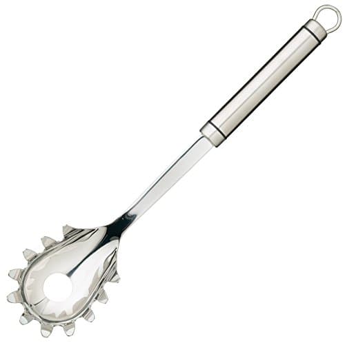 Image of KitchenCraft Oval Handled Stainless Steel Spaghetti Server, Pasta Serving Spoon, Cooking Kitchen Utensil, Serving Spoon and Scoop, Dishwasher Safe, 31cm
