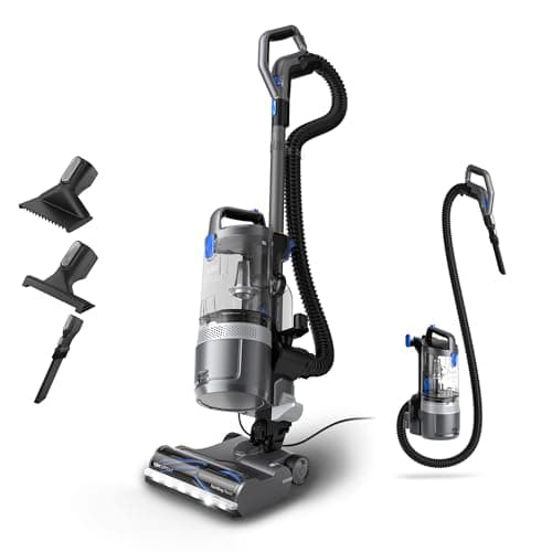 Image of Vax LiftOut Pet Corded Upright Bagless Vacuum Cleaner, Lightweight, Handheld Tool Attachments for Pet Hair, Car, Upholstery, Bed, Mattress, Home cleaning, 600W, 6.11kg, Graphite/Blue, CDUP-LOXP