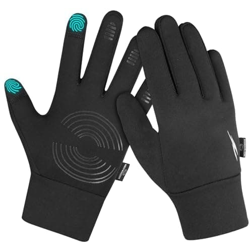 Image of WESTWOOD FOX Kids Winter Gloves Anti Slip Thermal Gloves Touch Screen fleece Breathable Childrens Gloves Windproof Boys Girls Cycling Gloves For Running Riding Walking Football Sports (Black, M)