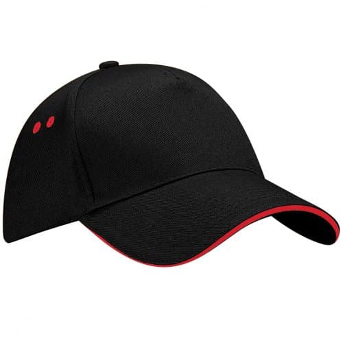 Image of Beechfield Ultimate 5 Panel Cap – Sandwich Peak, Black -