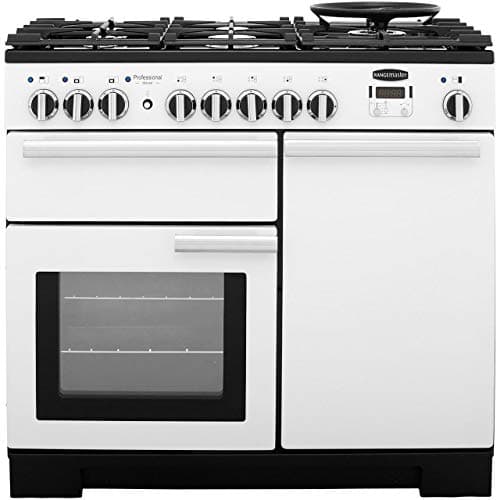 Image of Rangemaster PDL100DFFWH/C Professional Deluxe White with Chrome Trim 100cm Dual Fuel Range Cooker