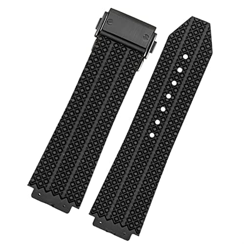 Image of CZKE For HUBLOT BIG BANG Silicone Watch Band 26mm*19mm 25mm*17mm Waterproof Watch Strap Watch Rubber Watch Bracelet (Color : 2 Black-black, Size : 26-19mm)