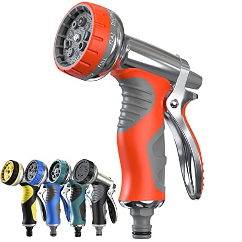 Image of LUFENG Upgraded Hose Spray Gun 9 Adjustable Patterns Hose Nozzle Heavy Duty Metal High Pressure Hose Gun, Perfect for Garden, Watering Lawn, Car Washing, Cleaning, Pets Wash