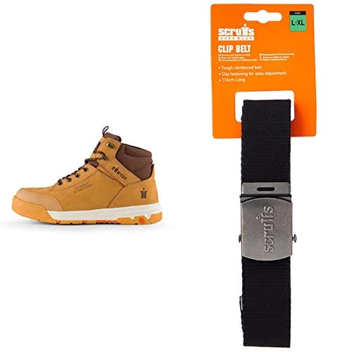 Image of Scruffs Switchback 3, Safety Work Boot, Tan, Size 9 & T50304 Cotton Adjustable Clip Belt Black One Size