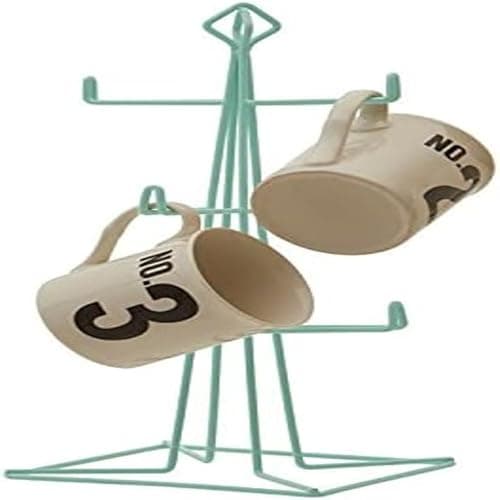 Image of Premier Housewares Stylish Green Finish Mug Tree | Practical Mug Storage For Kitchen | Durable Stand For Storing Coffee Mugs | Metal Constructed Unique Mug Tree For Mugs Storage