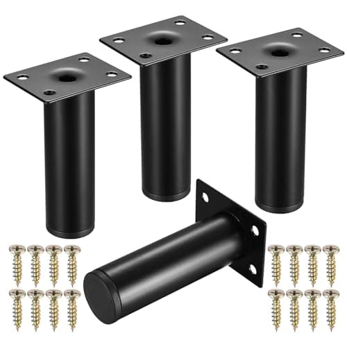 Image of JJWUYUE 4 Pcs Furniture Legs, Adjustable Furniture Feet, 4"/10cm Cabinet Legs, Furniture Support Feet, Metal Sofa Replacement Support Legs Feet for Kitchen Cupboard Table Chair Desk Cabinet Feet Legs