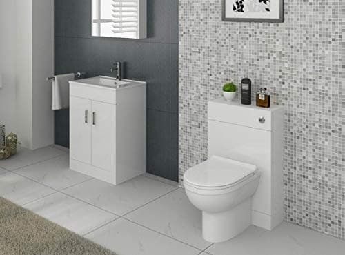 Image of VeeBath Sphinx 1200 Combination Vanity Unit Furniture Set, Wash Basin Bathroom Sink, WC, BTW Toilet Pan, Soft Close Seat with Concealed Cistern-Gloss White(Flat Pack)