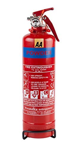 Image of AA 1kg Fire Extinguisher AA6653 – Uses ABC Powder Small Fires – Lightweight Easy Use UK Made 5 Yr Warranty, 1000 g, Red