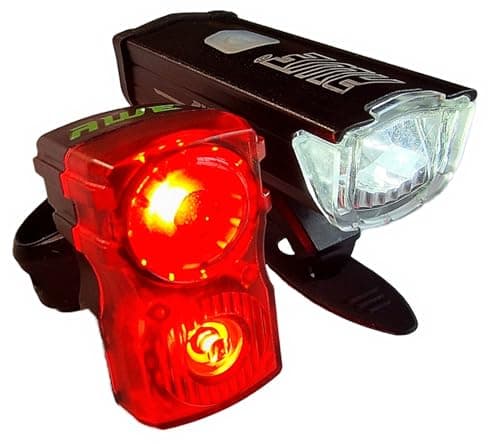 Image of AWE® AWEBright™ 340 LUMENS EXTREMELY BRIGHT USB Rechargeable Bicycle Light Set *SEE 360 VIDEO*