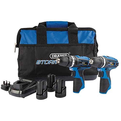 Image of Draper *10.8V2D+3 Storm Force Interchange Mega Deal Drill Plus 3 Batteries and Bag, 10.8 V, Blue