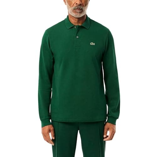 Image of Lacoste Men's Classic Long Sleeve Pique Polo Shirt, Green, S