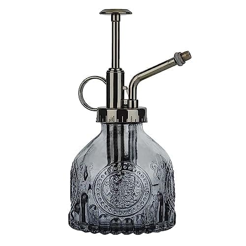 Image of ZIUHEOA Plant Mister Glass Watering Spray Bottle 6.4" Tall Watering Can Retro High-Atomization Nozzle Sealed Leak-Proof,for Garden Plants Flower (Grey)