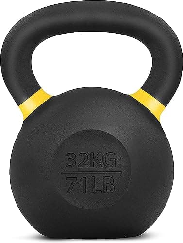 Image of Yes4All CXCM Powder Coated Kettlebell Weight, 32 kg, Yellow, lemon tree