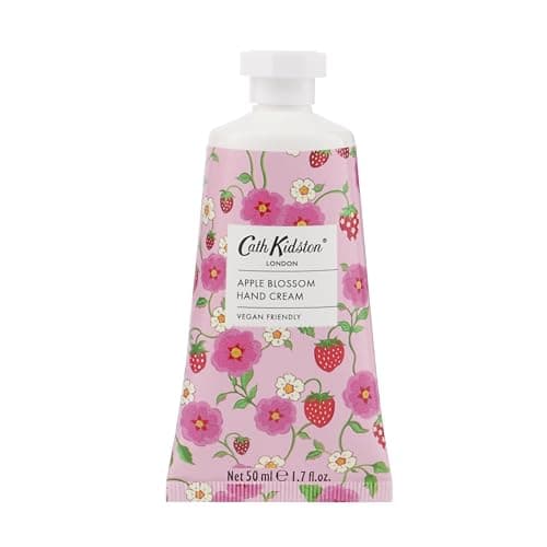 Image of Cath Kidston Hand Cream 50ml, Shea Butter and Vitamin E, Soft Hand Moisturiser, Apple Blossom and Elderflower Fragrance, Pocket and Travel Size, Vegan and Cruelty Friendly, Beauty Gift for Her