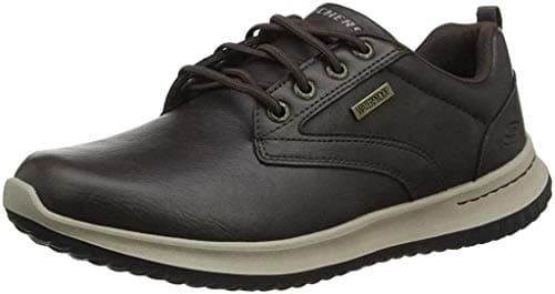 Image of Skechers Men's Delson Antigo Trainers, Dark Brown Leather, 13 UK