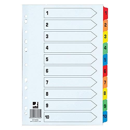 Image of Q-Connect 1-10 Index Extra Wide Reinforced Multi-Colour Tabs KF76984
