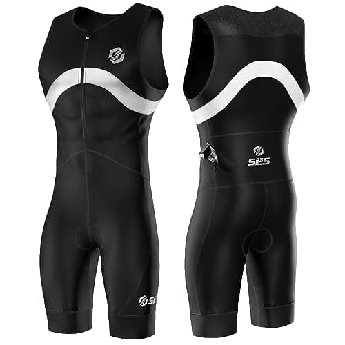 Image of SLS3 Triathlon Suit Mens - Premium Pro Trisuit for Men - Lightweight Quick-Dry Sleeveless Tri Suit with Large Back Pocket for Swim Bike Run (Midnight Black, Small)