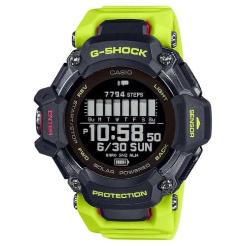 Image of Casio GBD-H2000-1A9ER Men's Digital Quartz Watch with Solar Power, GPS, Rate Monitor, 50 mm Green Resin Case with Plastic Band, 200 Metre Water Resistance