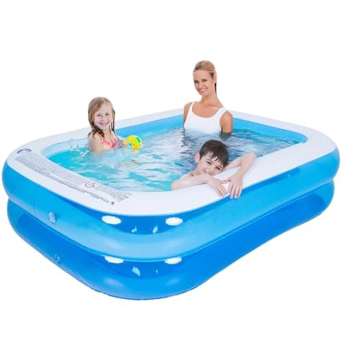 Image of Splosh Inflatable Family Swimming Pool - Large Rectangle Kids Paddling Pool 2m x 1.5m - Easy To Inflate - Kids Paddling Pools For Garden