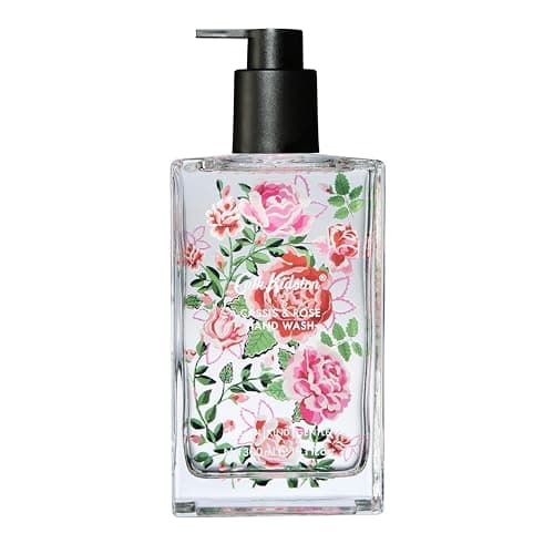 Image of Cath Kidston Handwash 300ml In Glass, Scents of Cassie and Rose, Moisturiser, Kitchen or Bathroom, Vegan and Cruelty Free, Beauty Gift, Christmas Stocking Filler