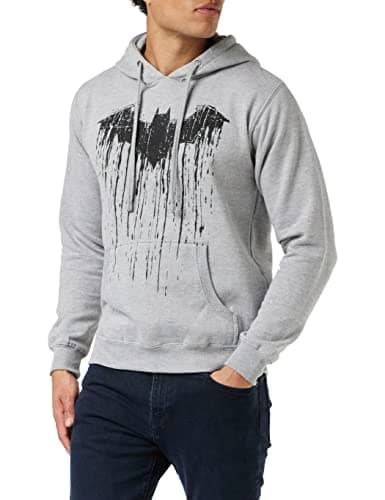 Image of DC Comics Men's BATMAN PAINT Regular Fit Hooded Long Sleeve Hoodie, Grey (Grey Spo), XX-Large (Manufacturer Size:XX-Large)