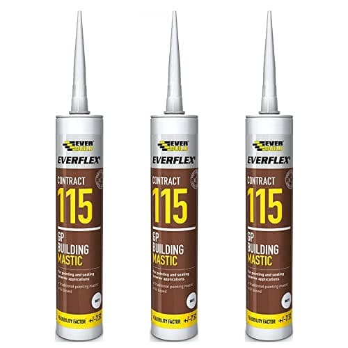 Image of 3 x EVERBUILD WHITE 115 G.P. Building Mastic Pointing Sealant Waterproof
