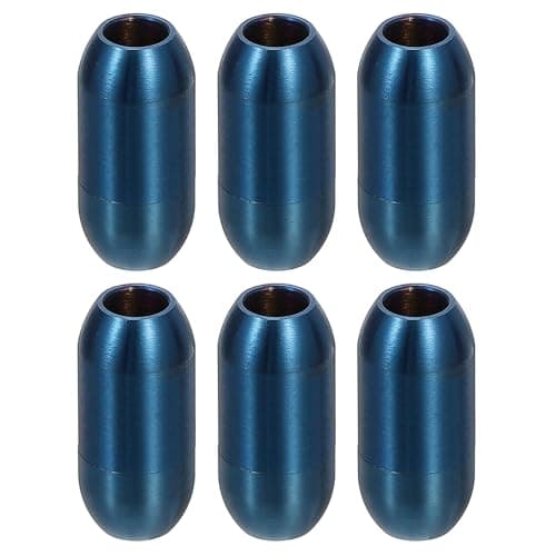 Image of Sourcing Map 6mm Hole Leather Cord End Clasp, 6Pcs Blue Stainless Steel Barrel Clasps for DIY Crafts