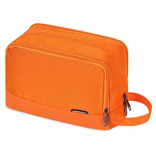 Image of WANDF Toiletry Bag Water-Resistant Nylon Travel Wash Bag Lightweight Dopp Kit for Men and Women(A-Pure Orange)