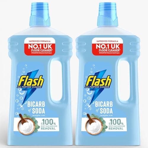 Image of 2 x 1000ml Flash All Purpose BICARBINATE OF SODA with Eucalyptus Floor Cleaner – Powerful Hard Floor Cleaner with Fresh Eucalyptus Scent