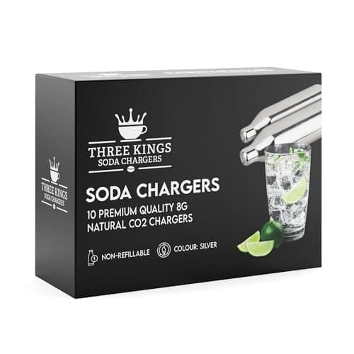 Image of Three Kings CO2 Cartridge Chargers - Non-Threaded Natural Gas Bulb Chargers - Soda Syphon Cartridges - Pack of 20