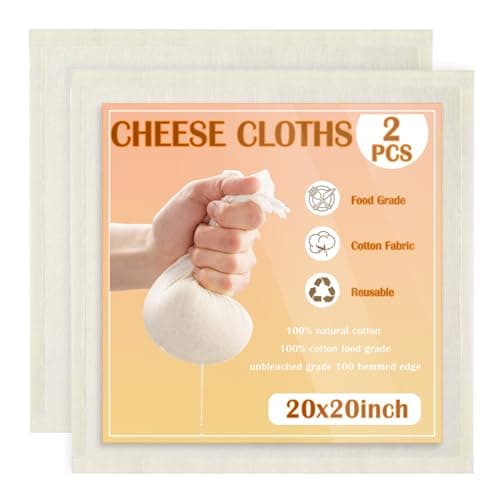 Image of Qcdou Cheese Cloths, 2 PCS Cheese Cloths for Straining 50x50cm, Large Muslin Cloths, Reusable Muslin Squares, Cotton Cheesecloth for Cooking Cheese, Butter, Nut Milk