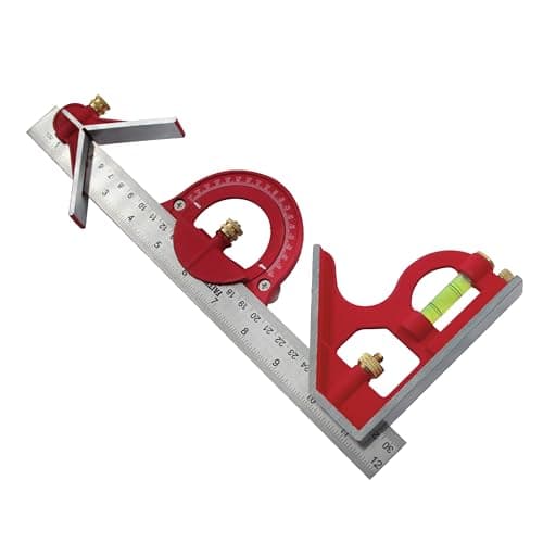 Image of Faithfull Combination Square Set 300mm (12in) – Multi-Function Measuring & Layout Tool with Protractor, Centre Head, Spirit Level & Stainless Steel Rule for Woodworking & Metalwork