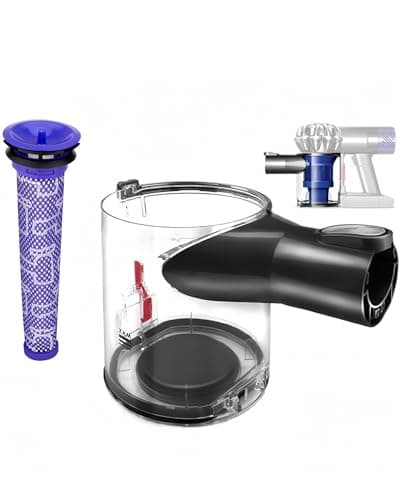 Image of Replacement Dust Bin for Dyson V6 DC58 DC59 DC61 DC62 DC74 Vacuum Cleaner - Clear Canister 965660-01 Dust Cup Fits V6 Animal, Fluffy, Trigger, Top Dog (Interface A/B Only) with Filter Spare Parts