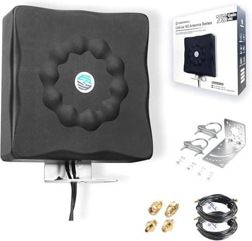 Image of Maswell 4G 5G Antenna Outdoor - Up to 7.5 dBi, 2X2 MIMO External Aerial Cross-polarized Cellular 600-8000MHz for Vodafone Three EE O2 4G LTE 5G Router Modem, 2x SMA-Male & TS9 & RP-SMA