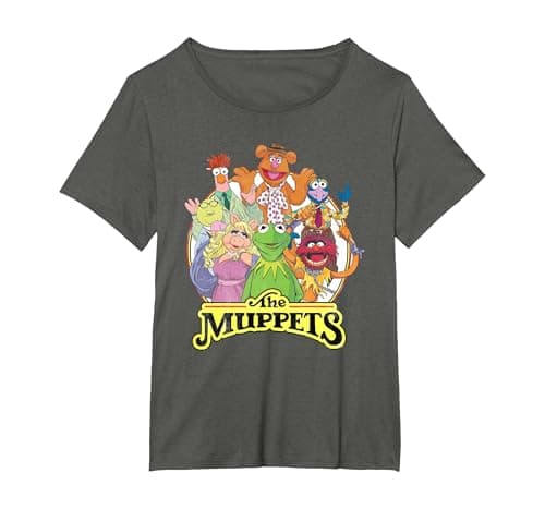 Image of The Muppets Show Characters T-Shirt, Women's Plus, Asphalt Grey, 1X