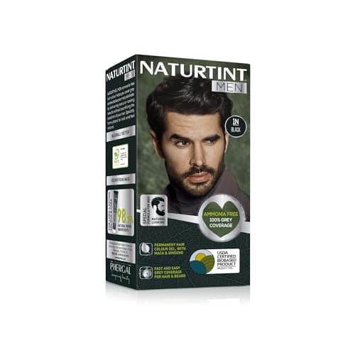 Image of Naturtint Mens Permanent Hair Colour Gel 1N Black for Hair Beard and Moustache. Ammonia Free, up to 100% Grey Coverage, Natural Looking Long Lasting Results