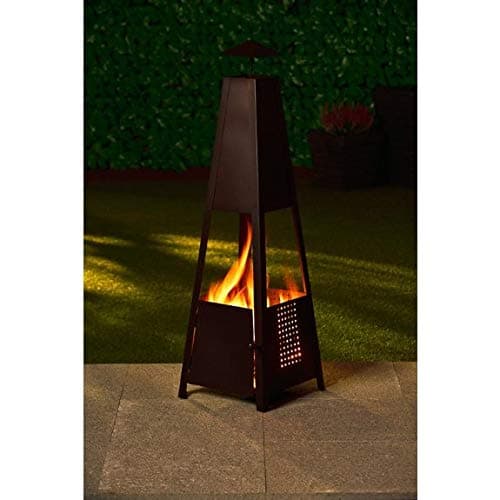 Image of Strong & Sturdy Metal Arizona Pyramid Wood Log Burner Chiminea/Garden Heater 100cm Tall, Dimensions: 100 x 30 x 30cm (Approx.)