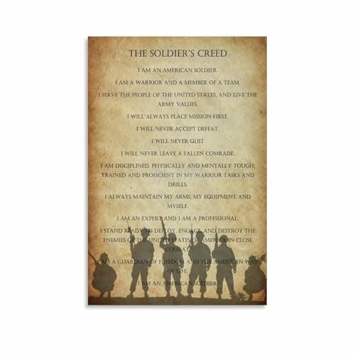Image of XGINERFEX Military Creed Canvas Print: Soldier's Oath Wall-Art for Patriotic Home Decor(Framed,16x24inch(40x60cm))