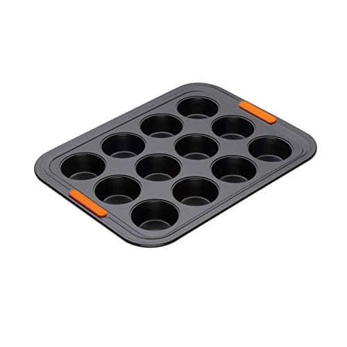 Image of Le Creuset Non-Stick Carbon Steel Bakeware 12 Cup Mini Muffin Tray, Black, 30 cm, 46060000010000