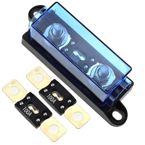 Image of RKURCK 1 Way MEGA/AMG Fuse Holder 100Amp, Bolt Down M8 5/16" (2 Pack 100A Fuses + 1 Way Fuse Holder 100A)