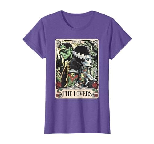 Image of The Monster Frankenstein and Bride The Lovers Tarot Card T-Shirt
