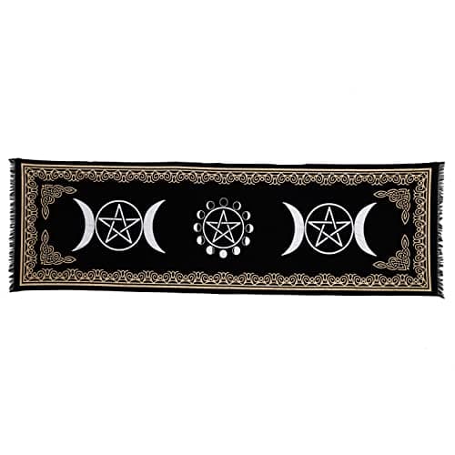 Image of Indian Consigners Altar Cloth Pentagram Alter Witchcraft Tarot Moon Phases Triple Moon Tablecloth