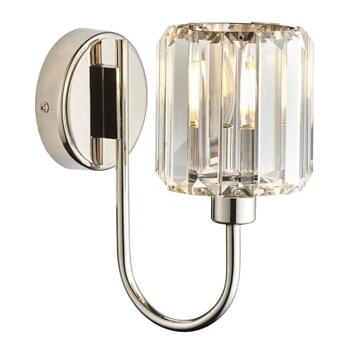 Image of National Lighting Beatrice Wall Light Bright Nickel - Sophisticated Glass Shade, LED Lamp Compatible E14 Fitting, Indoor Modern Lamp for Bedroom, Hallway, Lounge & Living Room