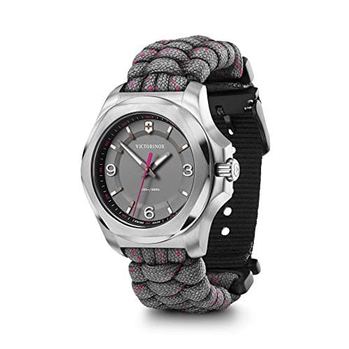 Image of Victorinox Women’s Watch I.N.O.X. V Ø 37 mm, Swiss Made, Analogue Quartz, Water-Resistant up to 100 m, Sapphire Glass, Paracord Strap, Grey