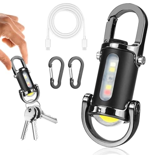 Image of 1200lm Super Bright Mini Keychain Flashlight Waterproof - Rechargeable LED Keychain Torch, Aluminum Alloy Version Keychain Flashlight, Compact & Portable Torch for Camping, Hiking, Emergency (Black)