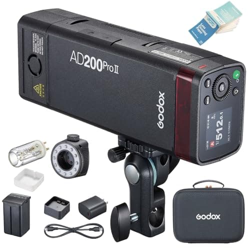 Image of GODOX AD200Pro II AD200ProII TTL Pocket Flash Strobe 200Ws 2.4G HSS 1/8000s Double Head H200II GN52 and H200JII GN60, 0.01-1.8s Recycle Time, Speedlite Compatible with Sony Canon Nikon Fuji Olympus